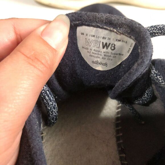 Allbirds Wool Runner Sneaker Womens 8 Blue Casual Merino Athletic Shoe No Insole - Picture 2 of 9